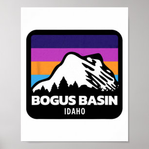 Affiche Bogus Basin Idaho Ski Snowboard Montagnes Fa