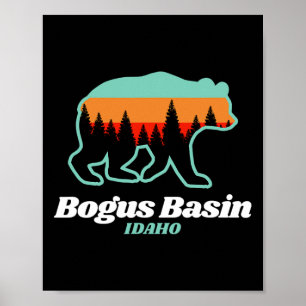 Affiche Bogus Basin Idaho Ski Snowboard Ours