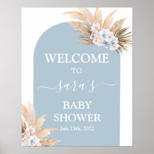 Affiche Bohême Pampas Grass Baby shower Garçon Welcome sig