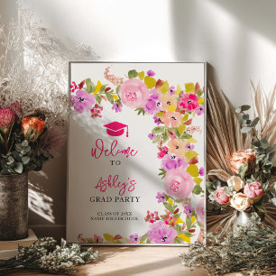 Affiche Bohème rose roses fleur sauvage graduation de prin