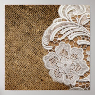 Affiche bohème rustique pays occidental burlap et dentelle