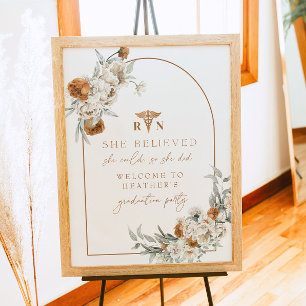 Affiche BOHEME Terracotta Floral Boho RN Nurse Graduation