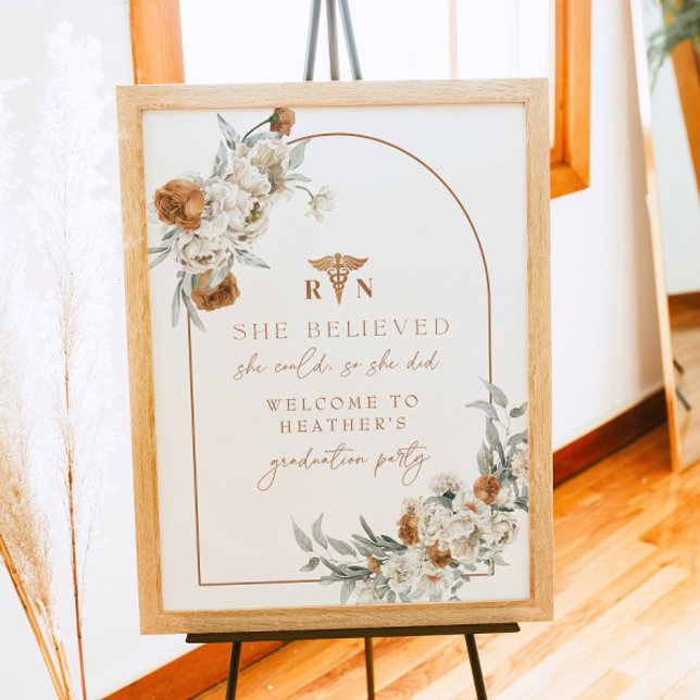 Affiche BOHEME Terracotta Floral Boho RN Nurse Graduation (Créateur téléchargé)