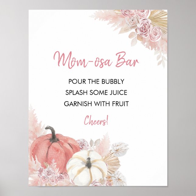 Affiche Bohemian Fall in Love Baby shower Mom-osa Bar Post (Devant)