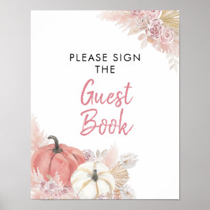 Affiche Bohemian Fall in Love Citrouille Guest Book