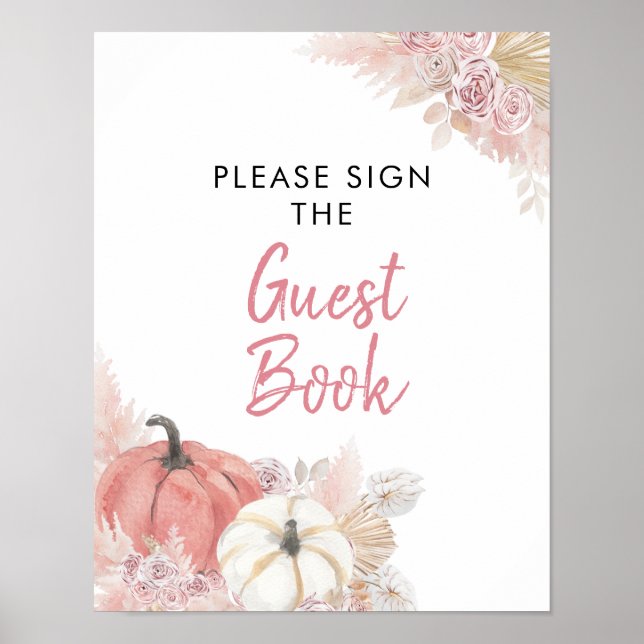 Affiche Bohemian Fall in Love Citrouille Guest Book (Devant)