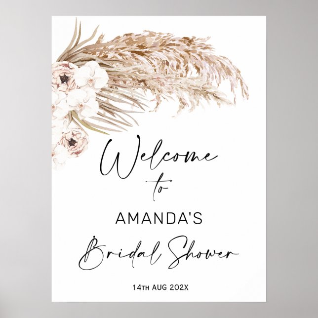 Affiche Bohemian Orchard Pampas Bridal Shower Welcome Sign (Devant)