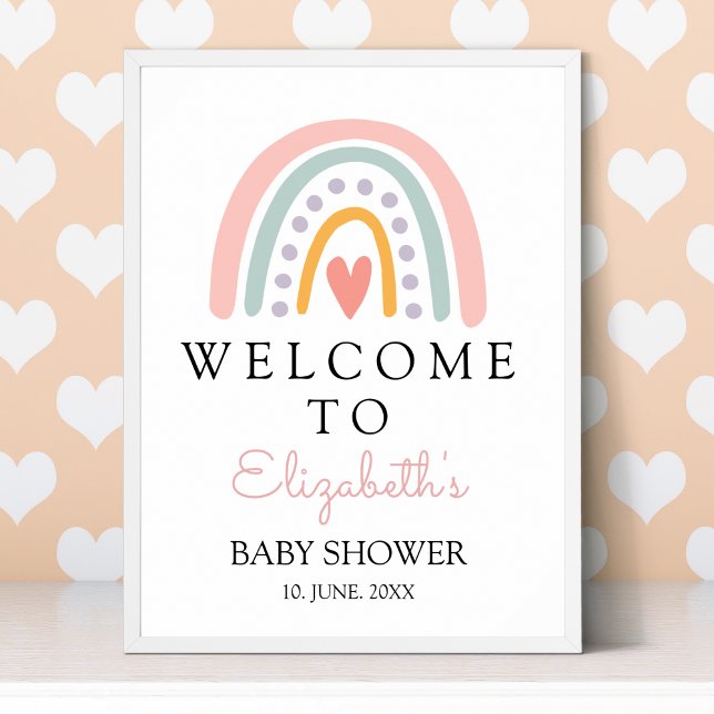 Affiche Bohemian Pastel Rainbow Baby Shower for a Girl (Créateur téléchargé)