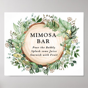 Affiche Bohemian Rustic Leafy Greenery Mimosa Bar Wedding