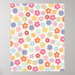 Affiche Boho 70's Retro Daisy Flowers