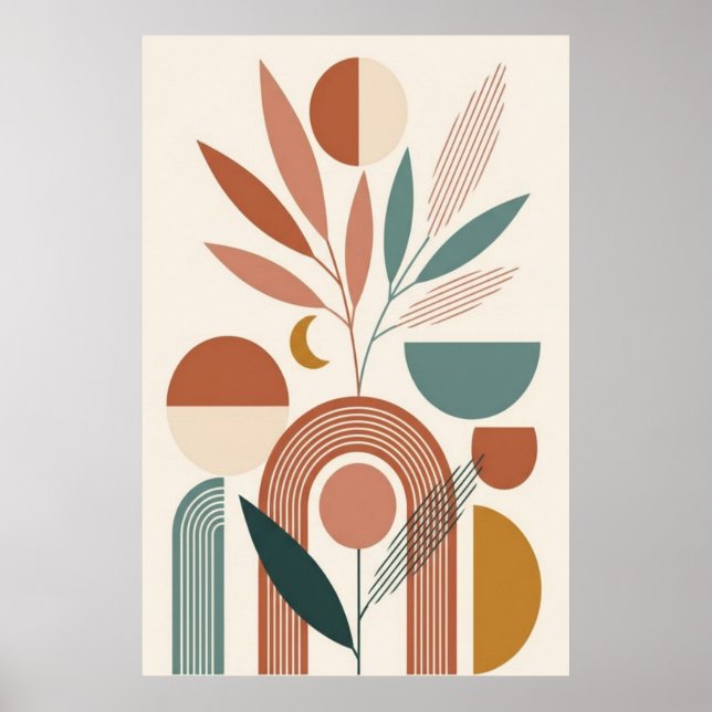 Affiche Boho Abstract Botanical Retro Minimal Art  (Devant)