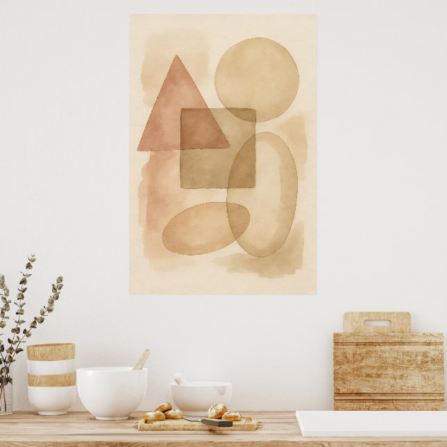 Affiche Boho Abstract Minimalist Wall Art (Cuisine)