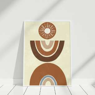 Affiche Boho Abstrait Earth Tone Folk et Rainbow