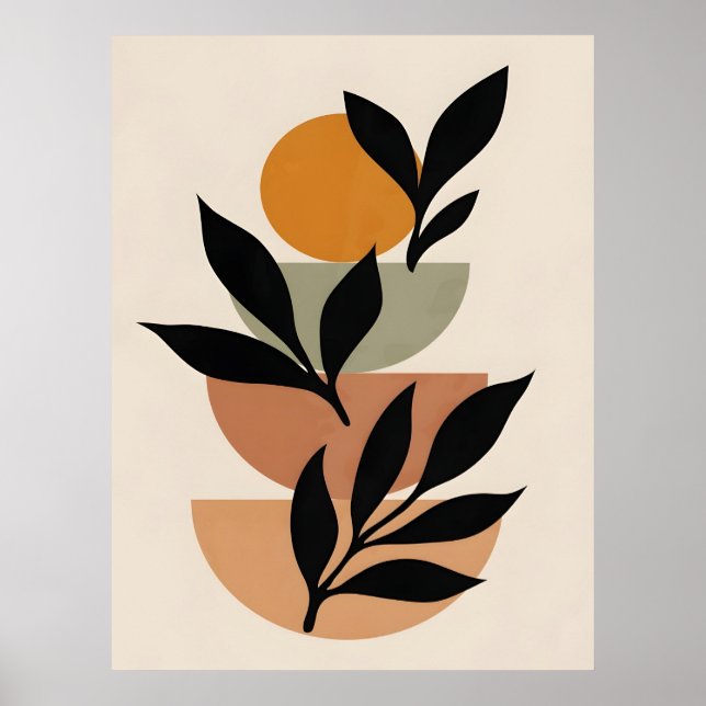 Affiche Boho Abstrait et Clip Art moderne Imprimable (Devant)