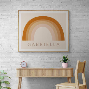 Affiche Boho Abstrait les années 70 Rainbow Terracotta Per