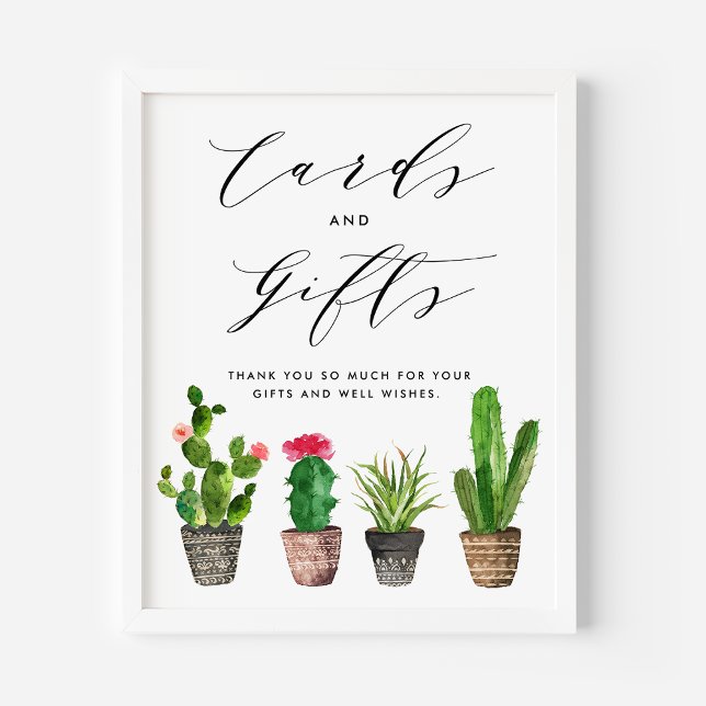 Affiche Boho Aquarelle Cactus pointillés Cartes et cadeaux (Créateur téléchargé)