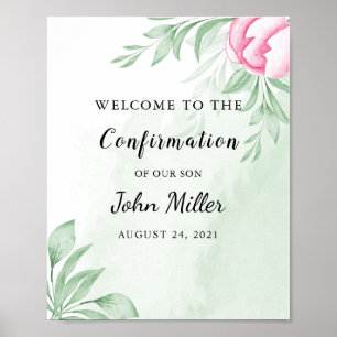 Affiche Boho Aquarelle Eucalyptus Confirmation Bienvenue