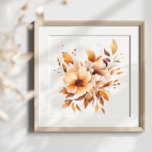 Affiche Boho Aquarelle Fleurs Beige Splash Art Splatter (Créateur téléchargé)