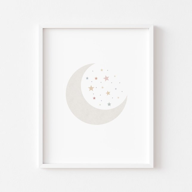Affiche boho aquarelle lune et étoiles imprimer (Créateur téléchargé)