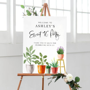 Affiche Boho Aquarelle Poted Houseplants Swet 16 Party