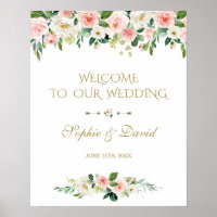 Boho Aquarelle rose Floral Welcome Mariage Signal