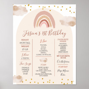 Affiche Boho Arc-en-ciel Onederer 1ère année Anniversaire