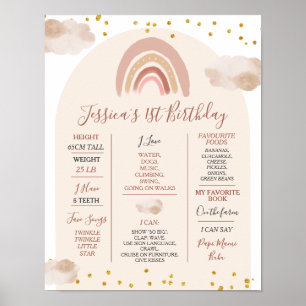Affiche Boho Arc-en-ciel Onederer 1ère année Anniversaire 