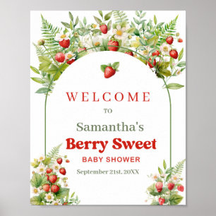 Affiche Boho Arch Berry Sweet Wild Strawberry rose bienven