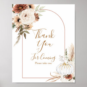 Affiche Boho Arch Citrouille Blanche Merci d'être venu