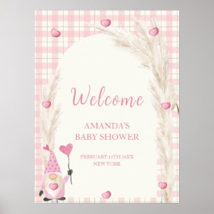 Affiche Boho Arch En vichy Baby shower d'amour Bienvenue