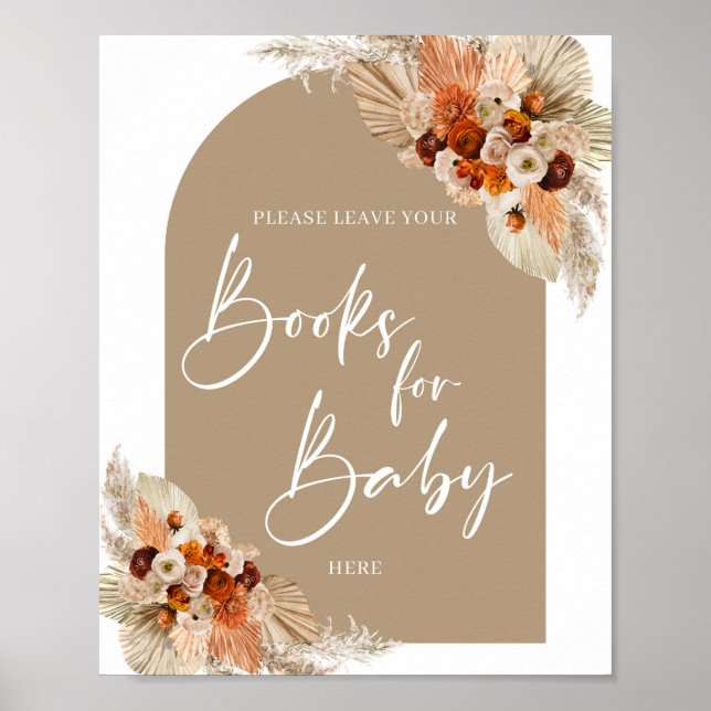Affiche Boho arch Terracotta pampas grass Livres pour bébé (Devant)