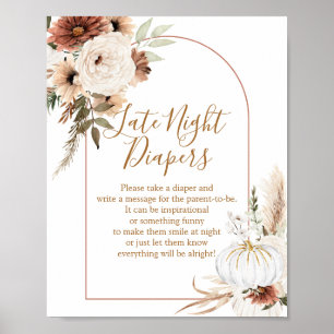 Affiche Boho Arch White Citrouille Floral Night Diapos