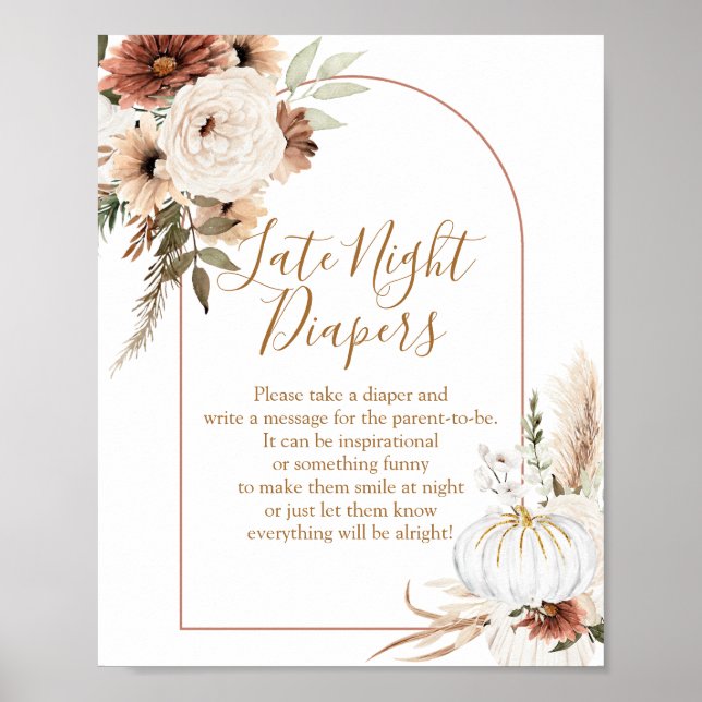Affiche Boho Arch White Citrouille Floral Night Diapos (Devant)