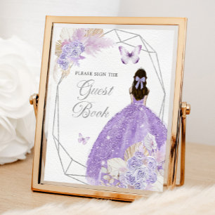 Affiche Boho Argent Lilac Géométrique Quinceañera Livre d'