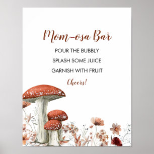 Affiche Boho Automne Champignons Baby shower Floral Maman-