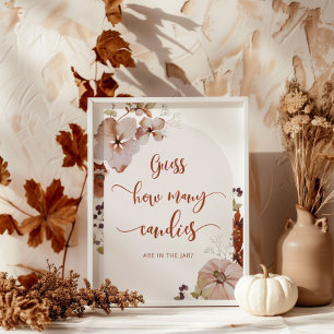 Affiche Boho automne citrouille floral deviner combien de