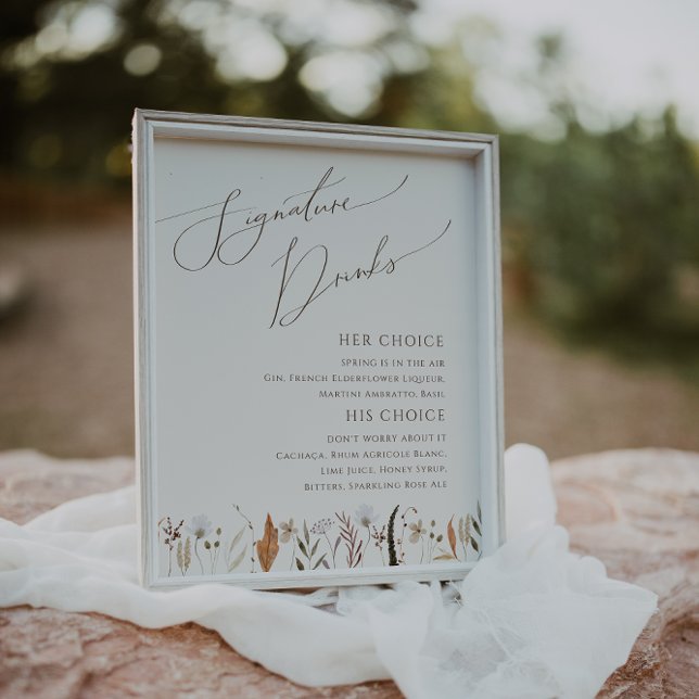 Affiche Boho Automne Fleur sauvage Beige Signature Boisson (Créateur téléchargé)