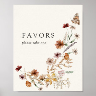 Affiche Boho Automne Fleur sauvage Mariage Faveurs Signer