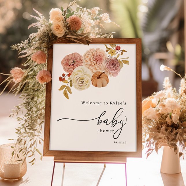 Affiche Boho Autumn Citrouille Baby shower fille (Créateur téléchargé)