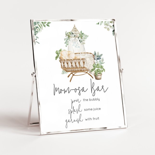 Affiche Boho Baby Baby shower bébé Maman Osa Bar (Baby Crib Boho Baby Shower Mom Osa Bar Sign)