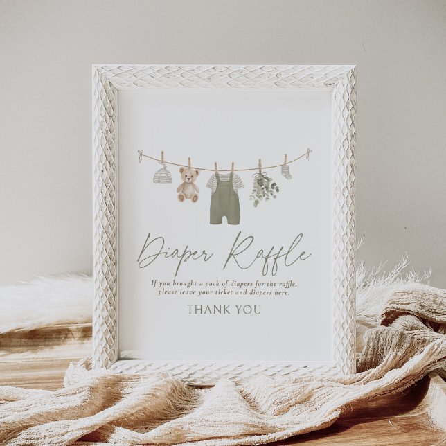 Affiche Boho Baby Clothes Baby Shower Diaper Raffle Sign (Créateur téléchargé)