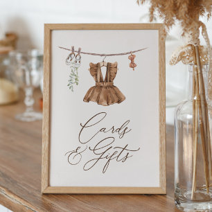 Affiche Boho Baby Clothes Fille Baby shower Cartes et cade
