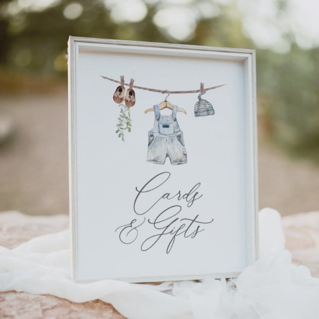 Affiche Boho Baby Clothes Garçon Baby shower Cartes et cad (Créateur téléchargé)