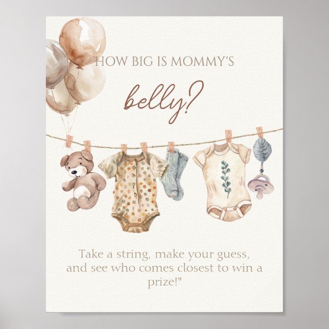 Affiche Boho Baby Clothes Quelle taille a le ventre de mam (Devant)