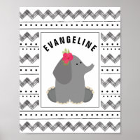 Boho Baby Elephant Floral Noir + Pépinière blanche