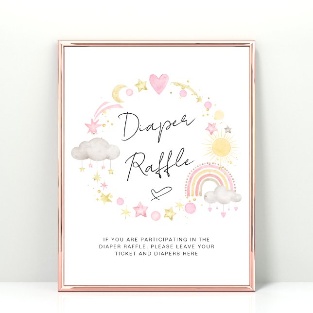 Affiche Boho Baby Girl Douche Déchets Signe Raffle (Créateur téléchargé)