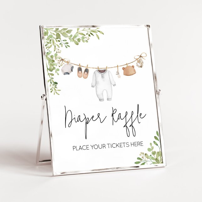 Affiche Boho Baby Vêtements Baby shower Déchets Raffle (A Sweet Little Baby Boho Baby Shower Diaper Raffle Sign)