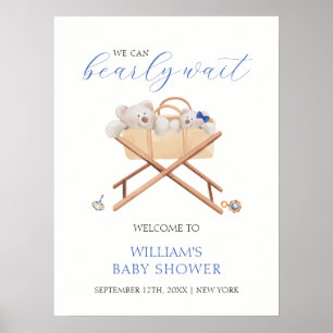 Affiche Boho Bear Berceau Jouet Garçon Baby Shower Bienven