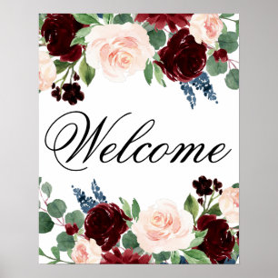 Affiche Boho Bloom   Bourgogne et Marine Bienvenue à toute