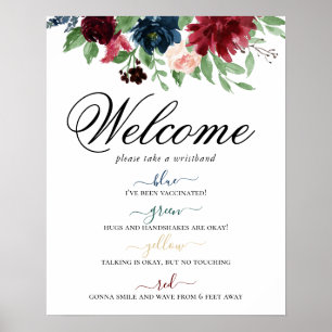 Affiche Boho Bloom   Bourgogne Floral Distances sociales